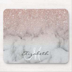 Mousepad Ombre Rose Gold Glitter Mármore Clássico