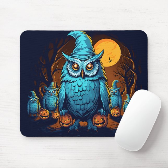 Mousepad Ominosa Coruja No Dia das Bruxas (Com mouse)