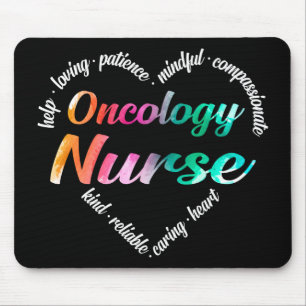 Mousepad Oncologia Enfermeira Coração Nuvem Aquarela Arco-Í