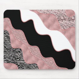 Mousepad Onda Abstrata em Rosa Dourado Moderno Glamour Tend