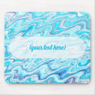 Mousepad Onda Azul Oceano Textura de Mármore Abstrato Líqui