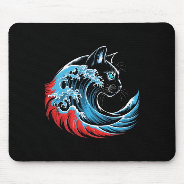 Mousepad Onda De Gato Azul Para Kamala 47 Mulheres De Gato  (Frente)