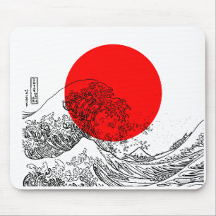 Mousepad Onda de Ilustração Branca Vermelha