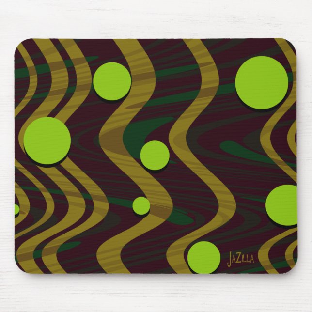 Mousepad Onda de Ponto Verde Dourado Marbita (Frente)