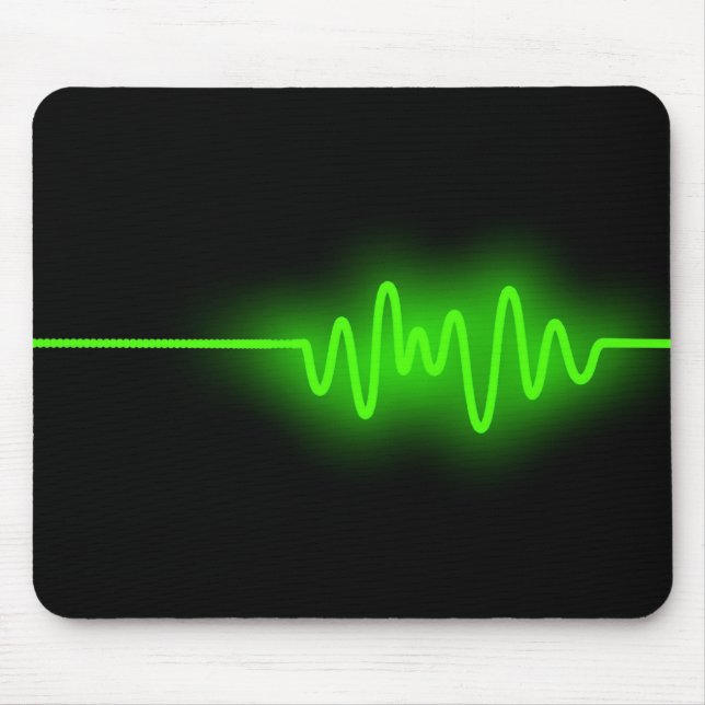 Mousepad Onda de som - Verde em preto (Frente)