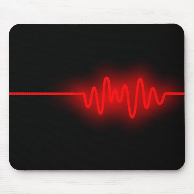 Mousepad Onda de som - Vermelho em preto (Frente)
