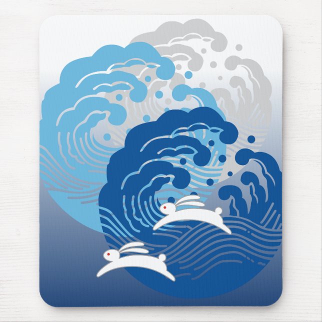 Mousepad Onda Japonesa e Rabbit Branco (Frente)