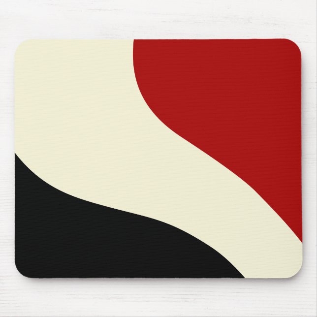 Mousepad Onda mínima elegante em vermelho, preto e creme (Frente)