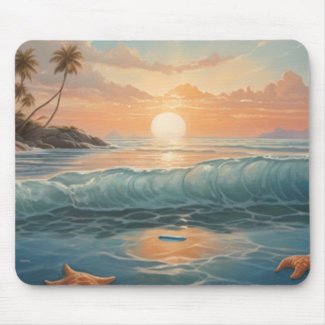 Mousepad Onda Tropical Sunset - Serenidade Oceânica na sua  (Frente)