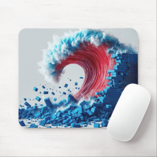 Mousepad Onda Vermelha Política com Parede Azul