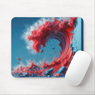 Mousepad Onda Vermelha Política Esfregando Parede Azul