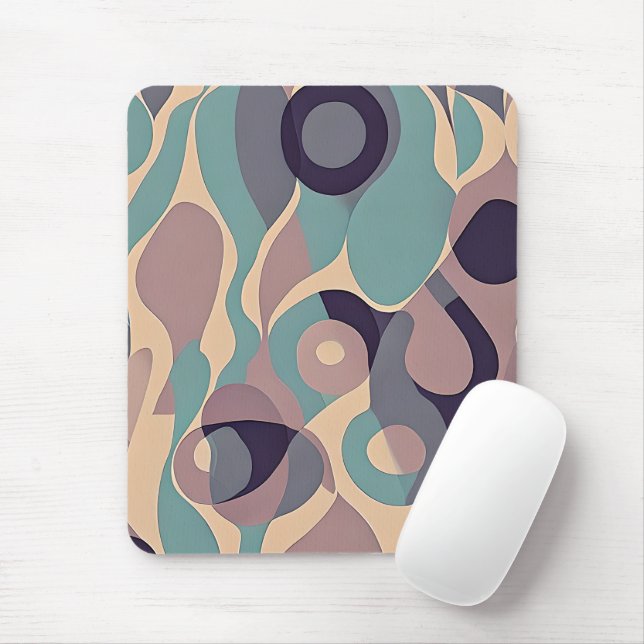 Mousepad Ondas abstratas roxas e azuis suaves (Com mouse)