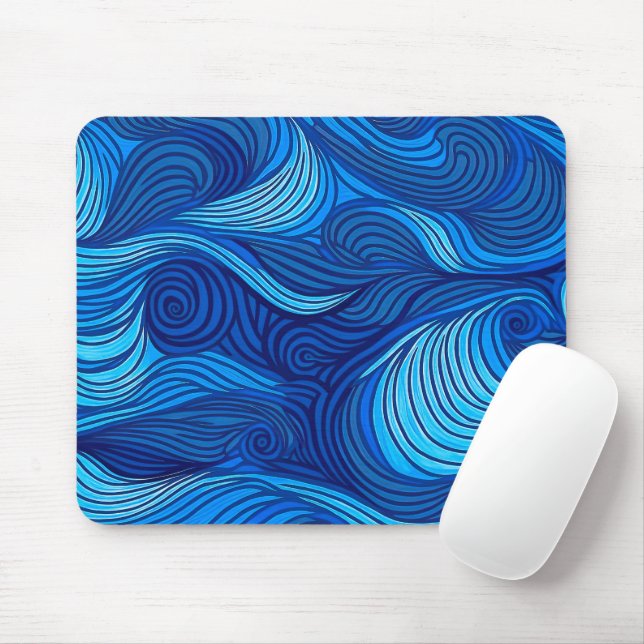 Mousepad Ondas de Água do Oceano Azul Turquesa Abstrato | (Com mouse)