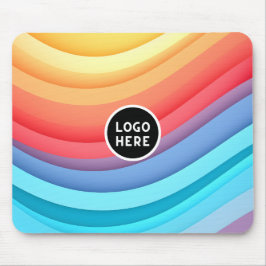 Mousepad Ondas de Arco-Íris Abstratas Modernas com seu Logo