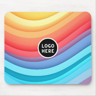 Mousepad Ondas de Arco-Íris Abstratas Modernas com seu Logo