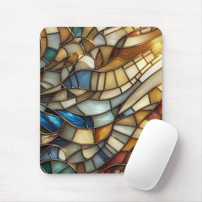 Mousepad Ondas de Vidro Colorido (Com mouse)