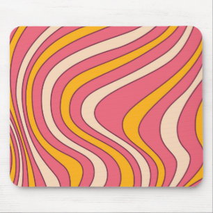 Mousepad Ondas do estilo retrô cor-de-rosa e laranja