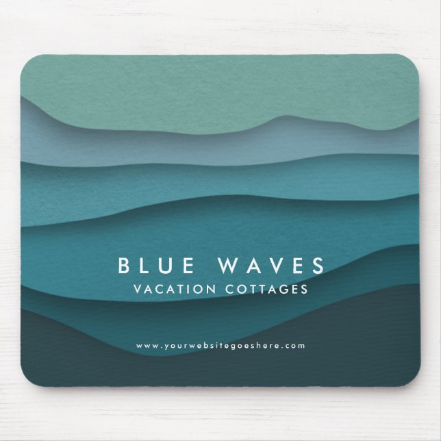 Mousepad Ondas do Oceano Azul Moderno (Frente)
