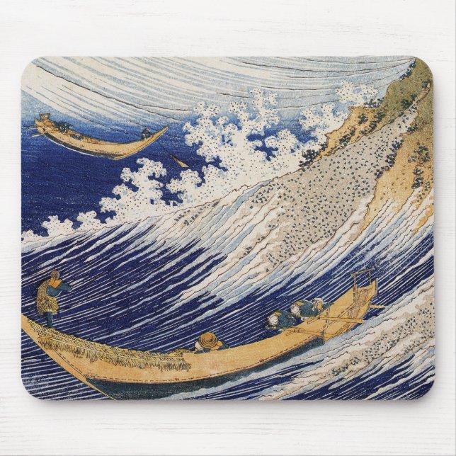 Mousepad Ondas do Oceano de Hokusai Barcos no Mar (Frente)