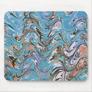 Mousepad Ondas Em Abstrato De Arte Azul Acrílica