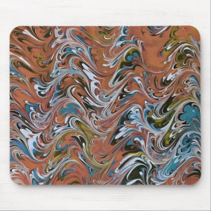 Mousepad Ondas em Abstrato de Arte Vermelha e Azul em Acrír