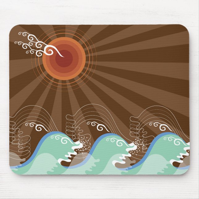 Mousepad Ondas legal Tropicais Verão Sol Castanho Strips Pr (Frente)