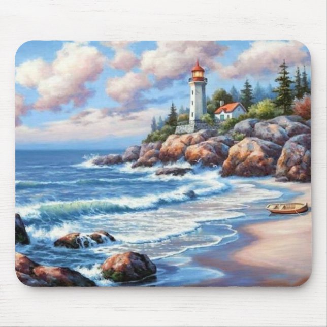 Mousepad Ondas que caem na orla de arte fina (Frente)