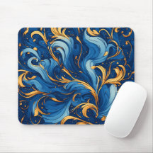 Ondas Reais de Fantasia Redemoinhos de Azul e Dour