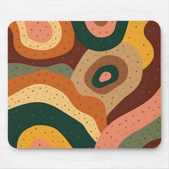 Mousepad Ondas retrógradas e pontos com cores vibrantes (Frente)