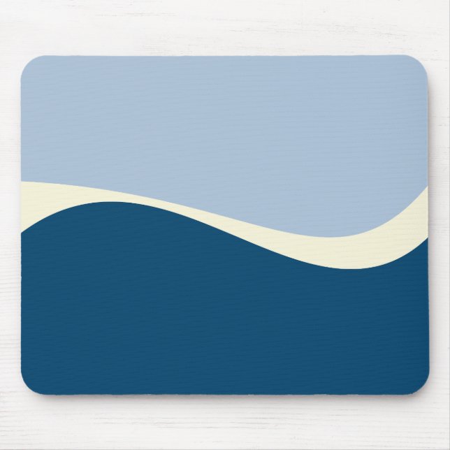 Mousepad Ondas Simples 2 em Azul Escuro, Azul Claro e Creme (Frente)