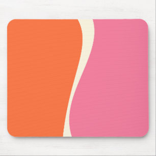 Mousepad Ondas Simples 2 em Rosa, Laranja e Creme