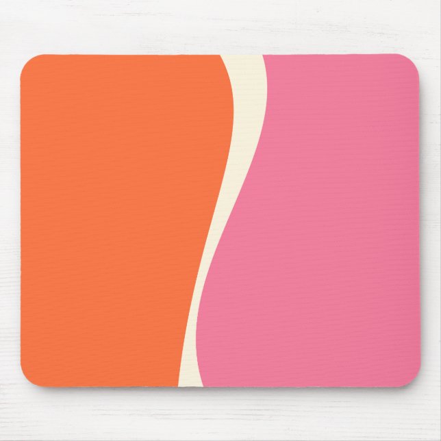 Mousepad Ondas Simples 2 em Rosa, Laranja e Creme (Frente)