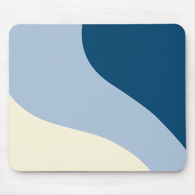 Mousepad Ondas Simples - Azul Escuro, Azul Claro e Creme (Frente)
