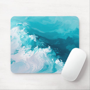Mousepad Ondas Turquesa Giratórias Arte Abstrata de Onda do