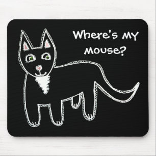 Mousepad Onde está meu rato? Gato preto