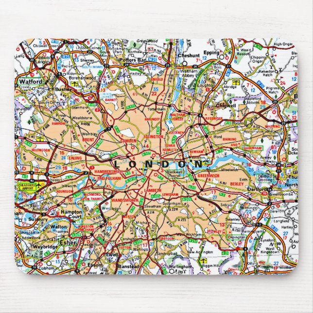 Mousepad Ooof Londres Inglaterra do mapa (Frente)