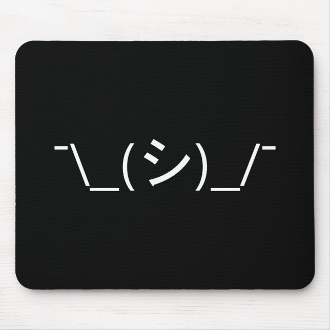 Mousepad Oops Shrug Emoticon ¯\_(シ)_/ movimento japonês Kao (Frente)