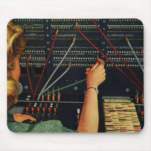Mousepad Operador de Comutação Telefônica, Vintage Business (Frente)