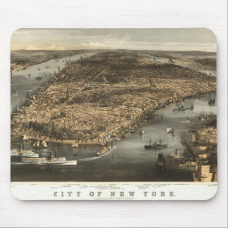 Mousepad Opinião 1856 de olho de pássaros da Nova Iorque NY