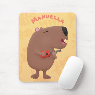 Mousepad Óptica desenho animado de capybara ukulele