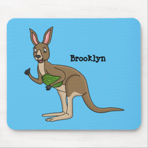 Mousepad Óptica ilustração de canguru australiano feliz