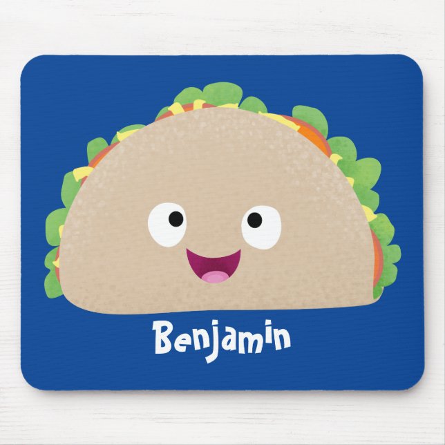 Mousepad Óptica ilustração do desenho animado do taco feliz (Frente)