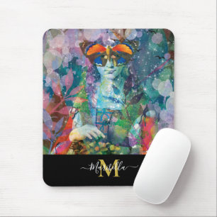 Mousepad Oracle Cards Watercolor Bohemian Yoga Monograma