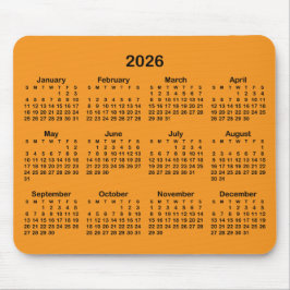 Mousepad Orange and Black 2026 Calendar