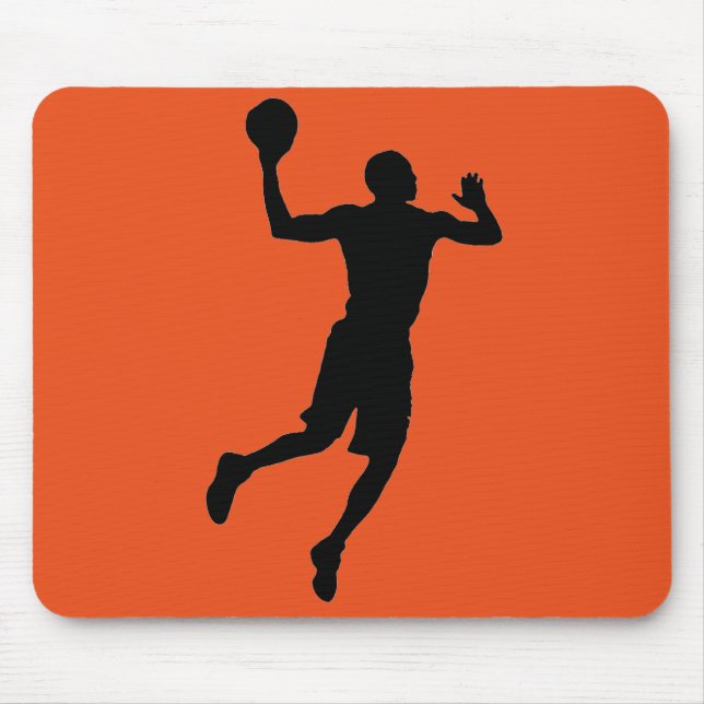 Mousepad Orange Black Basketball Player Silhouette (Frente)