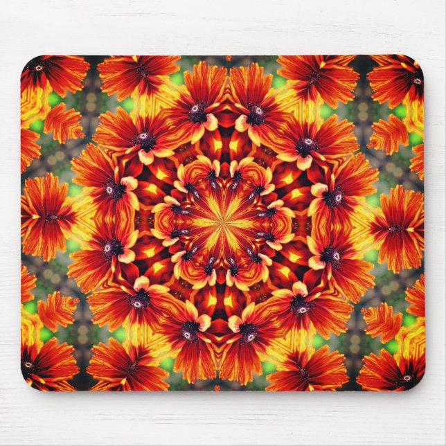Mousepad Orange Daisies Abstrato Flower Art (Frente)