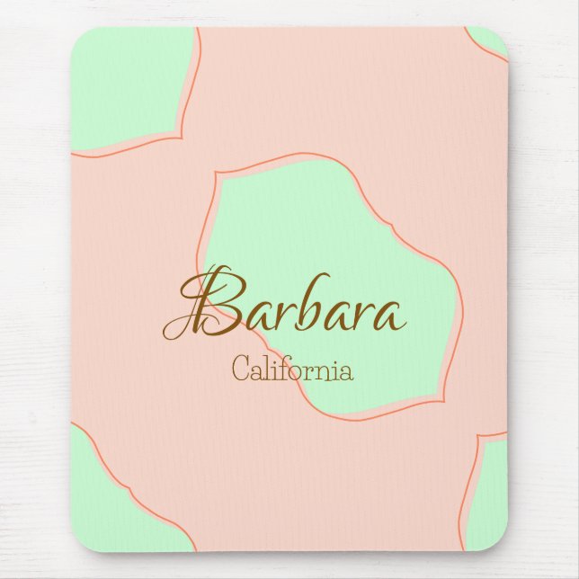 Mousepad Orange green pastel boho add name place rustic ele (Frente)