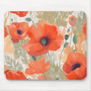 Mousepad Orange Poppy Meadow