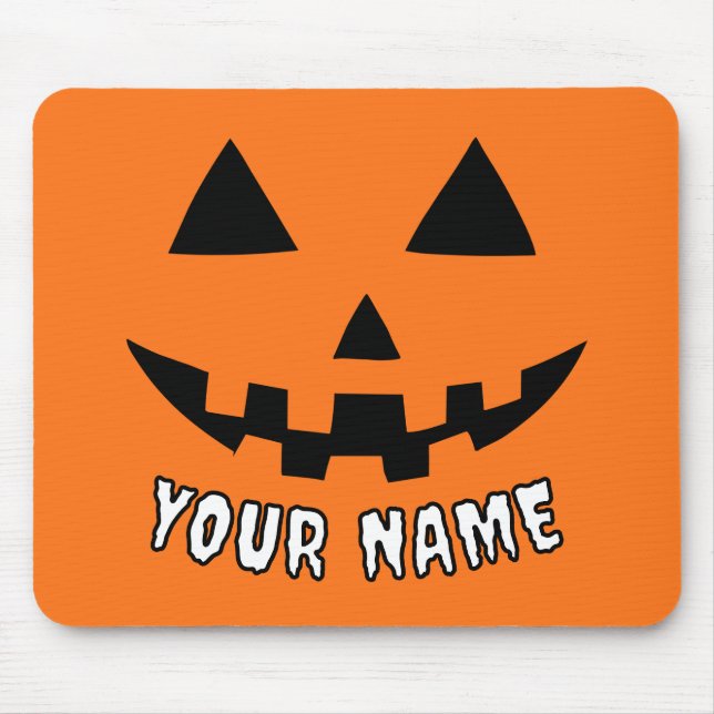 Mousepad Orange Pumpkin Personalizado Halloween Seu Nome (Frente)
