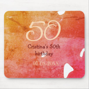 Mousepad Orange red 50 aniversário adicione nome data p